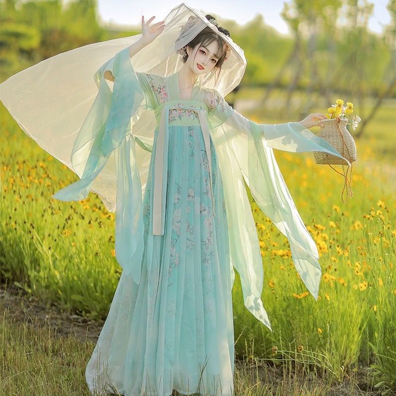 ❥【原創漢服】改良漢服【秋海棠】漢服女 唐製漢服 破袖柯子裙 日常春夏 超仙氣中國風仙女漢服寫真漢服