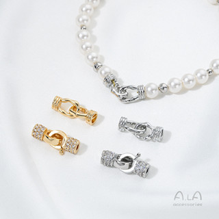 宏雲hongyun-ala新品-強保色14k包金異形扣微鑲鋯石珍珠扣diy手項鍊連接收尾扣配件