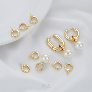 宏雲Hongyun-Ala新品-14K包金保色大孔羊眼珍珠託手工diy耳環手鏈項鍊掛珍珠吊墜配件