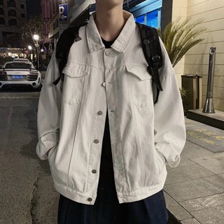 情侶款牛仔外套 男士寬鬆工裝夾克春秋季外套