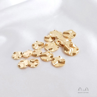 臺灣出貨-Ala-0205---14K包金銅包真金保色波浪弧面圓片吊墜DIY耳飾品耳環掛件吊飾配件