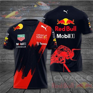 RED BULL 男士女士兒童 T 恤紅牛一級方程式賽車隊 3D 列印 T 恤夏季短袖時尚上衣