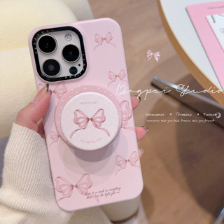 少女粉色蝴蝶結磁吸支架 適用iPhone 16 15 14 13 12 Pro Max i15 i16 16pro手機殼