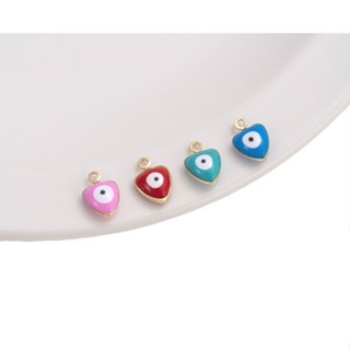宏雲Hongyun-Ala新品-保色14K包金滴油桃心形眼睛吊墜手工愛心吊飾diy手鏈項鍊耳環掛件