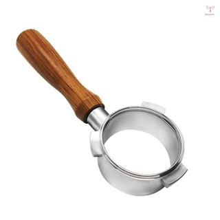 Toyutw)54mm 不銹鋼咖啡機無底過濾器支架 Portafilter Branch 木柄專業咖啡配件相容 Brev