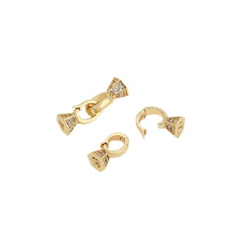 宏雲Hongyun-Ala新品-14K包金鑲鋯石手鏈項鍊收尾扣手工diy配件串珍珠喇叭扣飾品連線扣