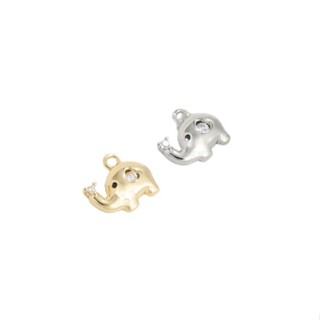 宏雲Hongyun-Ala新品-保色14K包金鑲鋯石卡通可愛小象吊墜diy手作飾品手鏈耳環掛件配飾