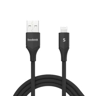 【Soodatek】蘋果認證 Lightning V型高彈絲充電傳輸線-黑 0.3M