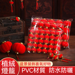 ⭐🌟台灣出貨🌟蛇年小燈籠 新年掛飾 大紅小燈籠 戶外小燈籠 室內樹上植絨喜慶佈置 過年掛件 春節裝飾品 小燈籠y