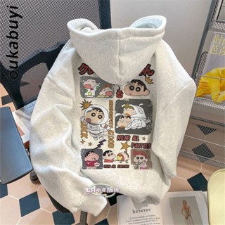 🔥現貨🔥帽T 大學t 美拉德蠟筆小新連帽大學T女秋冬季設計感多巴胺oversize寬鬆外套潮 女生衣著