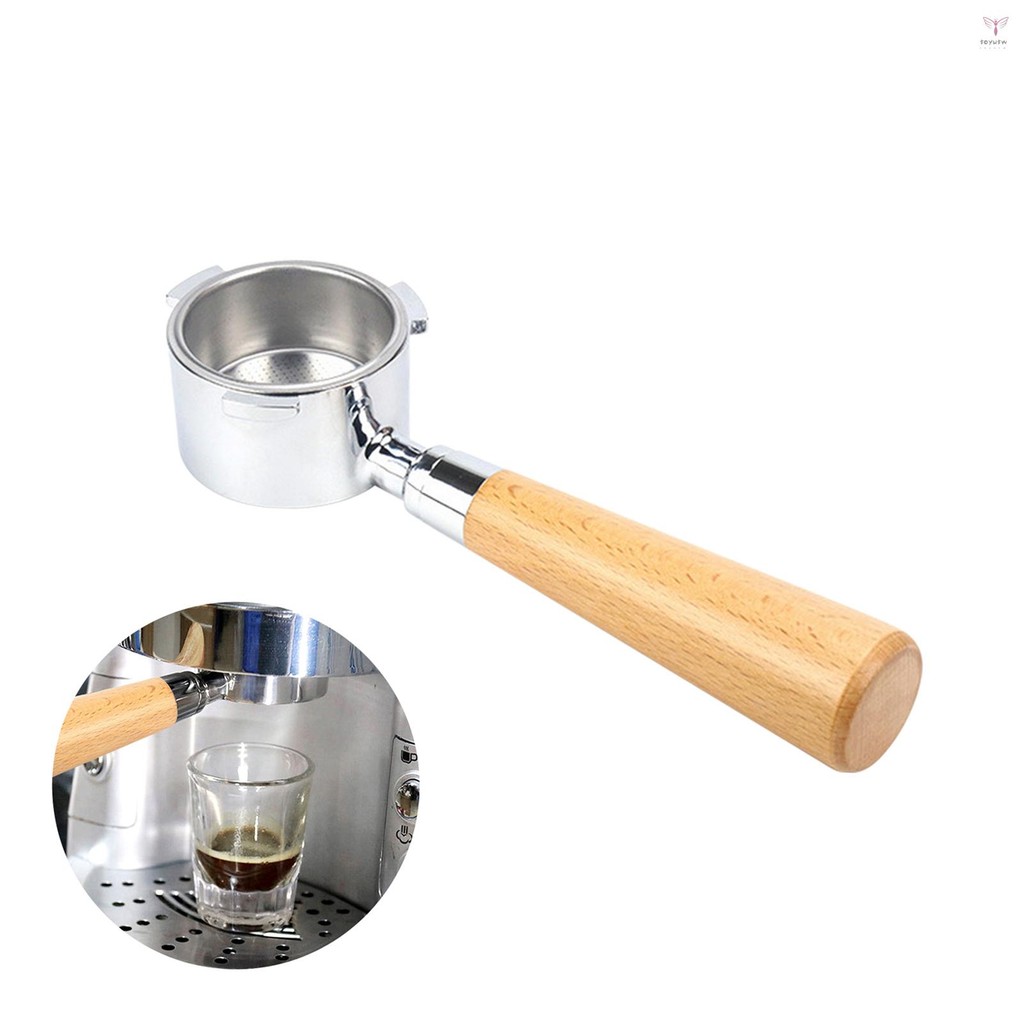 Toyutw)51 毫米咖啡無底手提式過濾器帶過濾籃和木柄更換,適用於 Delonghi EC680 EC685 咖啡機