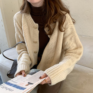 【HOT 本舖】 毛衣女寬鬆外穿新款秋冬加厚百搭外套ins潮爆短款小個子開衫 休閒針織開衫