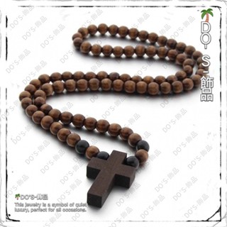 🌴DO'S-飾品|十字架項鍊男| 十字架項鍊 男士短款木珠項鍊木頭吊墜 嘻哈服飾配飾項鍊 十字架項鍊 項鍊男 項鍊