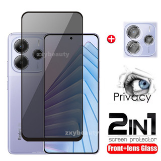 2 合 1 隱私鋼化玻璃適用於 Redmi Note 14 5G 4G 2025 螢幕保護膜全罩相機鏡頭適用於 Note
