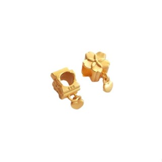 宏雲Hongyun-Ala新品-越南沙金強保色大孔花卉隔珠吊小桃心路路通手工串珠diy手鏈配件