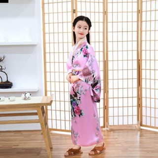 ANTIONE 兒童櫻花女孩和服連衣裙日式優雅兒童傳統日式和服亞洲印花碎花新款兒童日式浴衣浴袍角色扮演服裝