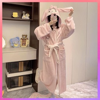 桃園出貨 美樂蒂連帽可愛浴袍女吸水速幹卡通法蘭絨浴衣浴巾加厚中長款睡袍 限時特賣2