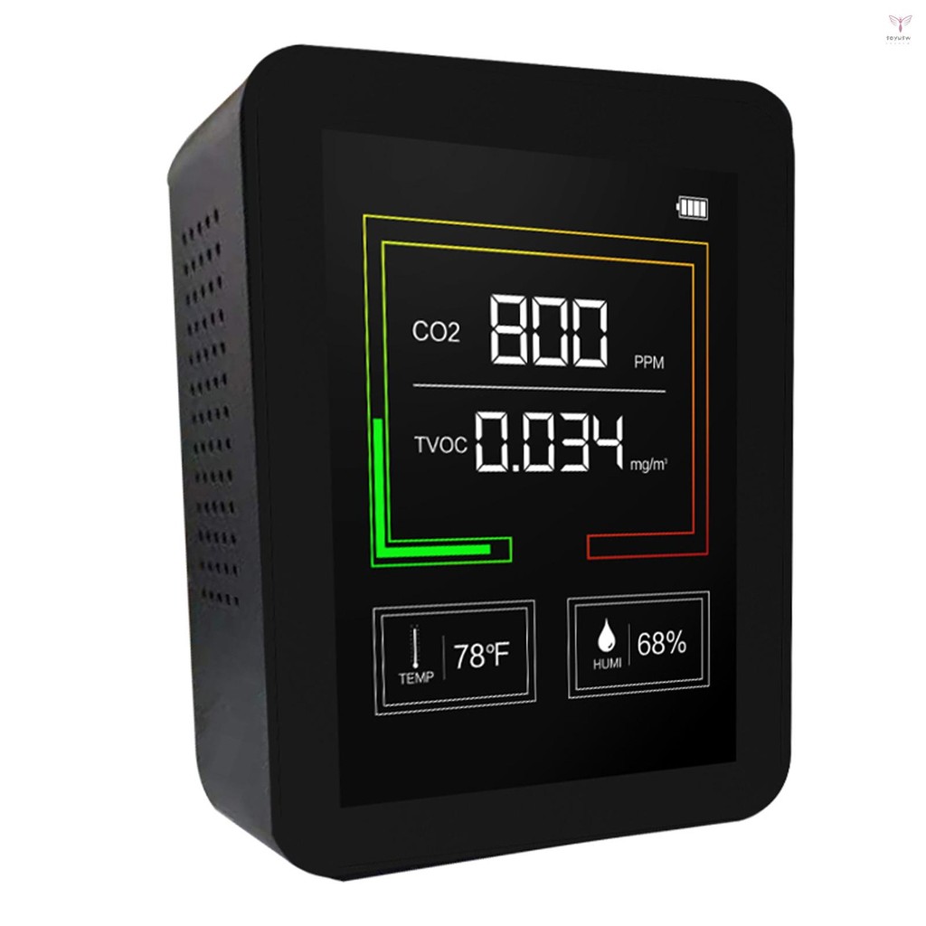 Toyutw)二氧化碳計溫度/濕度空氣質量監測器數字 CO2 檢測器空氣分析儀適用於 CO2/TVOC 精確測試儀套件,