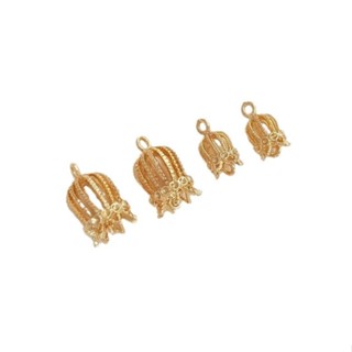 宏雲Hongyun-Ala新品-保色14K包金流蘇花帽鳥籠耳環耳掛DIY手工發簪資料頭飾步搖掛墜