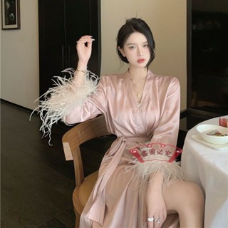 日系睡衣🎊純欲性感睡衣套裝女裝秋冬2024年新款睡袍中長款長袖浴袍居家服 睡袍 浴袍 長袍 保暖浴袍 保暖睡袍
