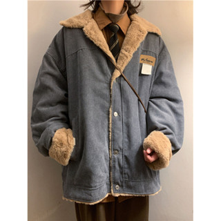 潮牌男裝 外套 燈芯絨 棉服外套冬季美式復古羊羔絨加厚保暖棉衣寬鬆休閒 羽絨外套 男外套 羽絨 棉衣 麵包外套 sam