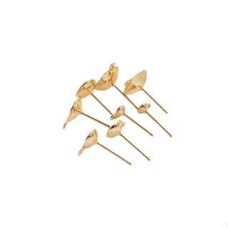 宏雲Hongyun-Ala新品-14k包金保色帶吊環碗託耳針粘貼水晶珍珠杯針耳釘diy耳吊飾品配件