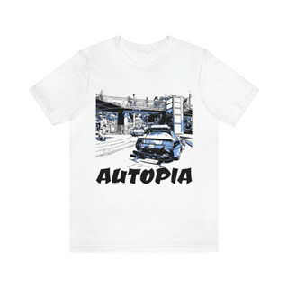 中性球衣短袖 T 恤繪畫迪士尼樂園 Autopia