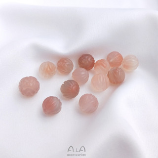 宏雲Hongyun-Ala新品-天然南紅荔枝凍冰飄蓮花珠瑪瑙雕刻圓珠手工diy手鏈手串飾品配珠