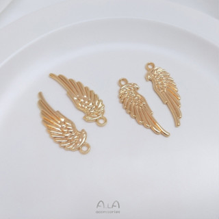 臺灣出貨-Ala-0205---14k包金保色歐美風老鷹翅膀吊墜羽毛掛件手工diy項鍊飾品掛墜配飾