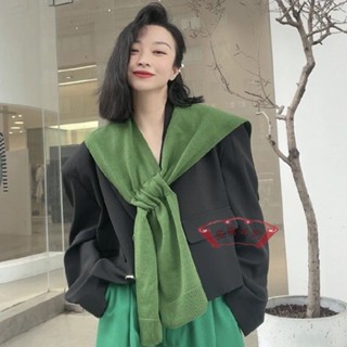 羊絨針織披肩💖韓國東大門純色小披肩女秋冬外搭坎肩韓版百搭ins潮針織毛線圍巾 保暖圍巾 披肩圍巾 打結圍巾 搭肩
