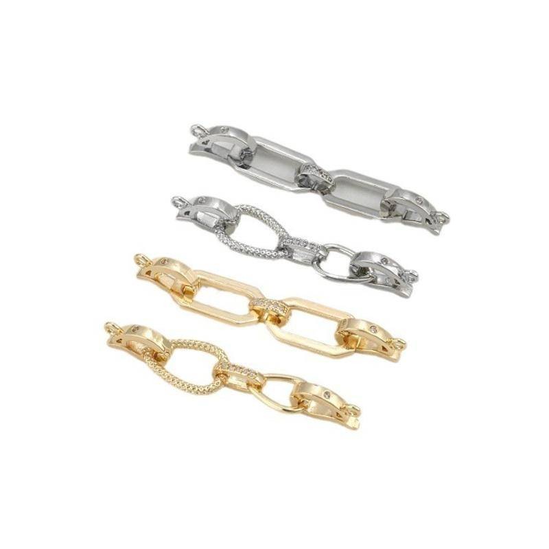 宏雲Hongyun-Ala新品-14k包金強保色雙節鏈條雙頭扣diy手工珍珠扣項鍊毛衣鏈連接扣配件