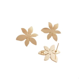 宏雲Hongyun-Ala新品-保色14K包金大花耳釘S925銀針帶吊環花形手工耳環diy耳飾品配件