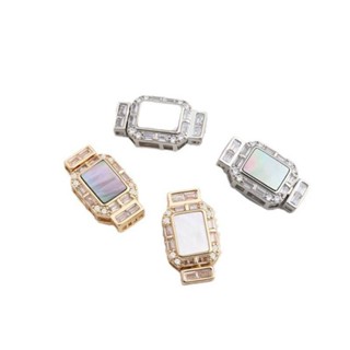 宏雲Hongyun-Ala新品-天然白蝶貝黑彩貝14k包金保色長方形插扣diy珍珠項鍊毛衣鏈連接扣