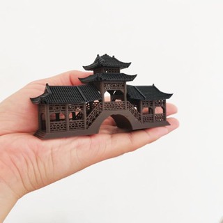 🚀臺灣出貨🚀中式復古國風3d列印模型建築擺件魚缸微景沙盤造景古風小擺件古橋