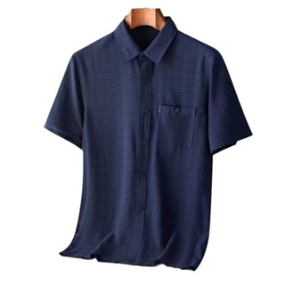 夏季男士精品小外套上衣 休閒襯衫寬鬆短袖格子襯衫