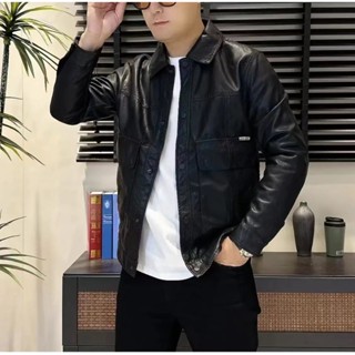 男士機車皮衣外套 軟皮翻領皮夾克 皮衣外套男士皮夾克
