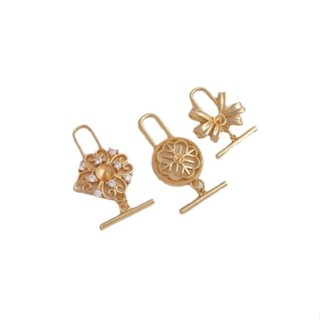 宏雲Hongyun-Ala新品-保色14k包金四葉草雪花蝴蝶結半孔珠託ot扣diy手工粘珍珠飾品扣