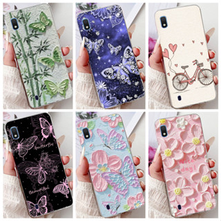 SAMSUNG 三星 A10s A10 手機殼適用於三星 Galaxy M01s 外殼少女時尚花朵蝴蝶畫豪華軟矽膠後蓋