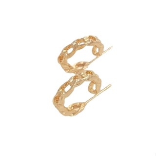 宏雲Hongyun-Ala新品-s925銀針耳環14k包金保色麻花鏈條耳圈手工耳釘diy時尚氣質耳飾品
