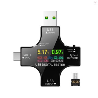2 合 1 C 型 USB 測試儀帶 IPS LCD 彩屏 USB 電壓表電流表電流電壓測試儀迷你數字萬用錶帶 OTG