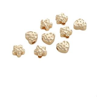 宏雲Hongyun-Ala新品-保色14k包金凹凸面梅花桃心大孔隔珠diy手工串珠手鍊項鍊飾品配件
