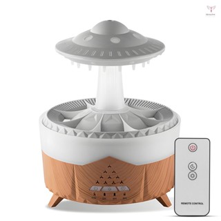 Toyutw)rain Cloud 加濕器水滴 350ml 大容量定時器冷霧精油擴散器帶 7 色夜燈 UFO 雨滴加濕器