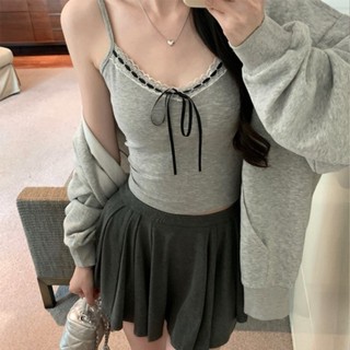 【HOT 本舖】 純欲蕾絲花邊抹胸背心女夏季甜辣妹蝴蝶結修身小吊帶短款美背上衣