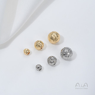 宏雲Hongyun-Ala新品-不褪色鈦鋼錘紋褶皺圓珠隕石珠不銹鋼隔珠diy手鏈項鍊串飾品配件