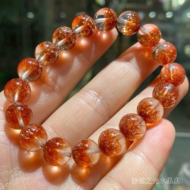 煙花銅超七水晶手串橙銅髮水晶手鏈 手串女款飾品 似超七金閃閃