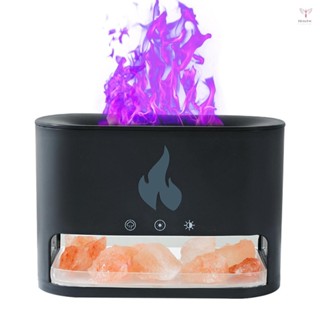 250ml 香薰精油擴散器 Type-C USB 供電自動關閉夜燈 4 色火焰鹽燈擴散器靜音冷霧超聲波加濕器適用於臥室瑜