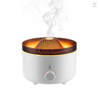 精油擴散器加濕器 3h/6h 定時器 560ml 超聲波火山水母香薰擴散器 3 色燈模擬火焰空氣雲擴散器加濕器適用於家庭