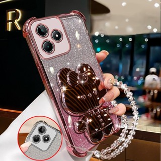 【防震】realme C53 5g c51 realme note 50 5g 閃亮粉色手機殼兔子化妝鏡帶支架矽膠 TP