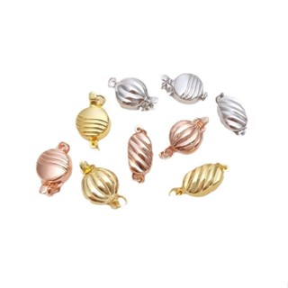 宏雲Hongyun-Ala新品-保色真空電鍍18K真金白金色珍珠扣條紋碗豆扣插棒扣diy項鍊配件