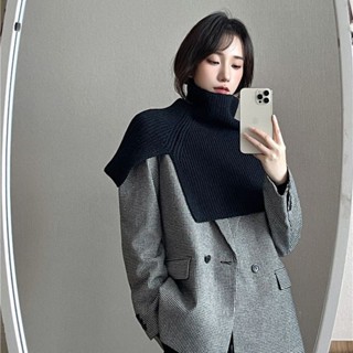 💖臺灣出貨💖 新款時尚披肩 圍脖一體設計感 韓版斗篷 外搭圍巾女 秋冬季針織毛線披肩 加厚保暖網紅氛圍感圍脖 脖套